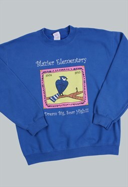 Vintage 90's Sweatshirt Blue USA Jumper Medium