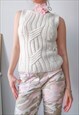 VINTAGE Y2K SLEEVELESS CABLE KNIT TOP