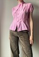 VINTAGE 80S HANDMADE PINK BLOUSE SIZE M