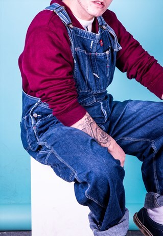 VINTAGE DICKIES DUNGAREES IN BLUE DENIM