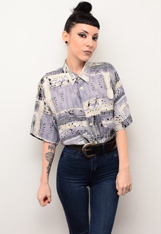 VINTAGE 90'S ABSTRACT RETRO PATTERNED OVERSIZED SHIRT