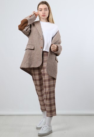 VINTAGE HARRIS TWEED LARGE BEIGE BLAZER