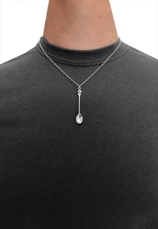 20" SPOON PENDANT NECKLACE CHAIN - SILVER
