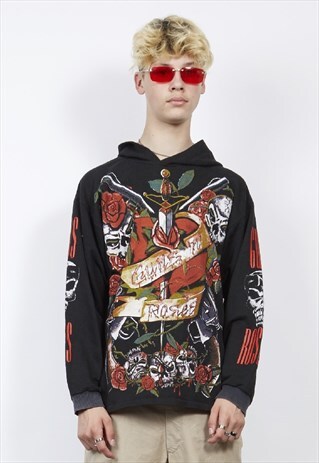VINTAGE 90'S BLACK GUNS N ROSES HOODIE