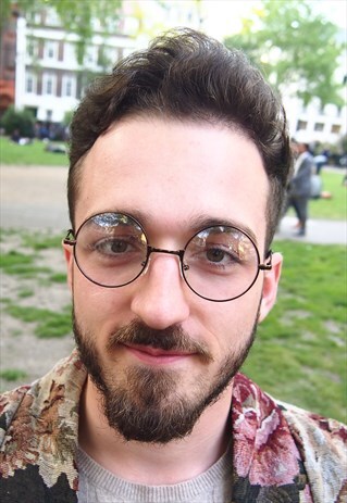 COFFEE CLEAR LENS UNISEX ROUND GLASSES