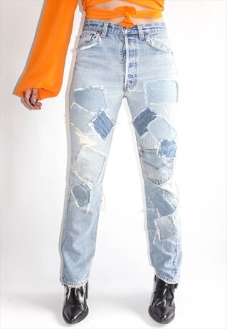 VINTAGE 80'S PATCHWORK HIGH RISE STONEWASH LEVI JEAN'S