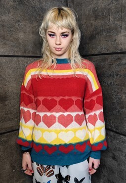 Heart sweater love emoji jumper y2k knit top in red