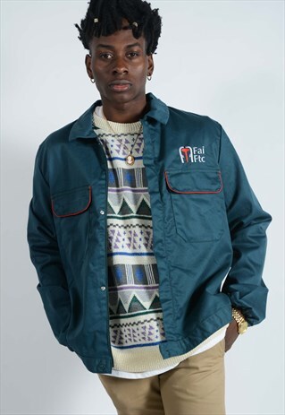 VINTAGE WORKWEAR JACKET IN BLUE.