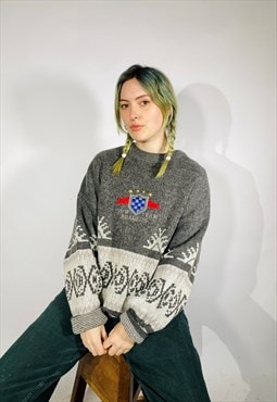 Vintage Size XL Chunky Knitted Jumper in Multi