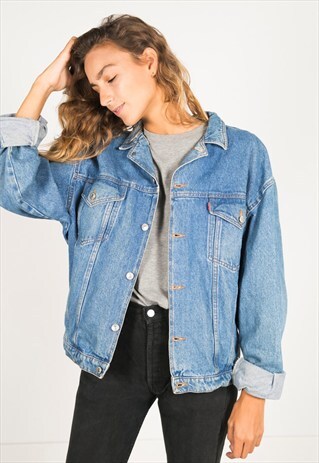 VINTAGE 80'S LEVI'S PATCHED DENIM JACKET / R602
