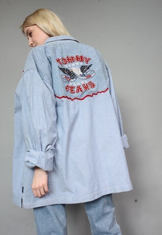 VINTAGE 90'S TOMMY HILFIGER EMBROIDERY DENIM SHIRT