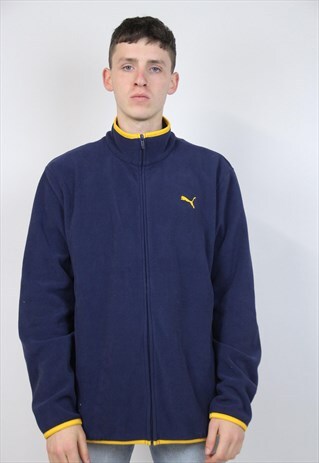 VINTAGE 90'S PUMA SOFT NAVY FLEECE JACKET