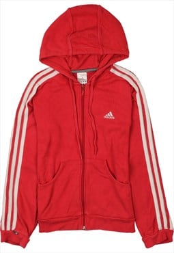 Vintage 90's Adidas Hoodie Full Zip Up Red Medium