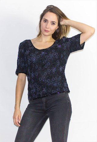 VINTAGE 80'S SEQUIN EMBELLISHED TOP