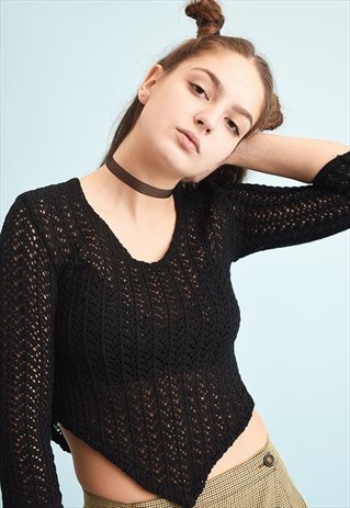 90'S RETRO SHEER GRUNGE TOP IN CROCHET