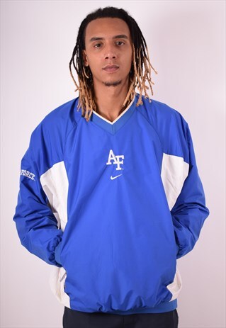 NIKE MENS VINTAGE PULLOVER TRACKSUIT TOP LARGE BLUE 90S
