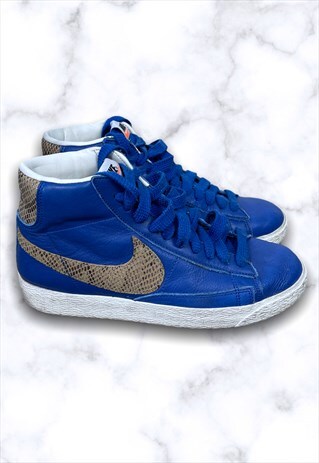 VINTAGE NIKE BLAZERS BLUE LEATHER SNAKESKIN SWOOSH UK5.5