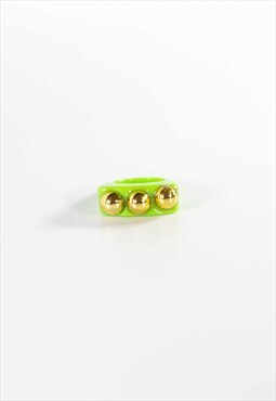 Y2K Style Green and Gold Ring