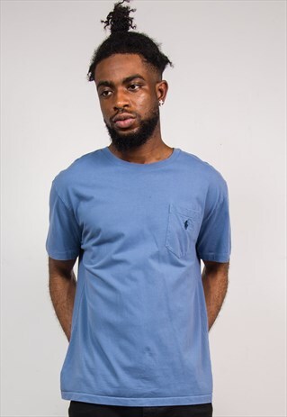 90'S VINTAGE BLUE POLO RALPH LAUREN POCKET T-SHIRT