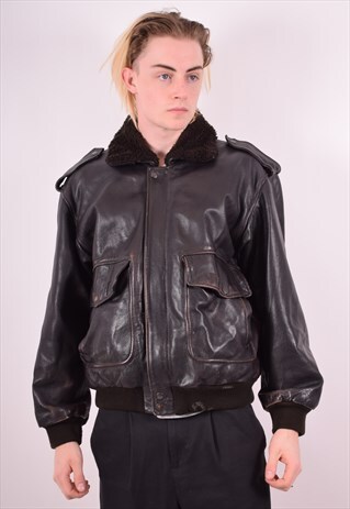 MENS VINTAGE LEATHER JACKET XL BROWN 90S