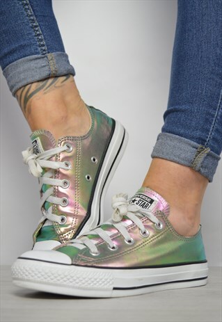 VINTAGE 90S CONVERSE COLOURFUL IRIDESCENT OX SHOES TRAINERS