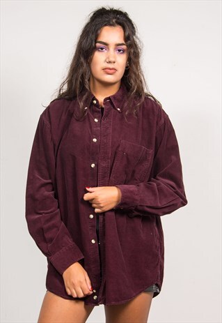 VINTAGE 90'S MAROON CORD LONG SLEEVE SHIRT