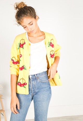 VINTAGE 80S CASUAL KNIT CARDIGAN / R03080