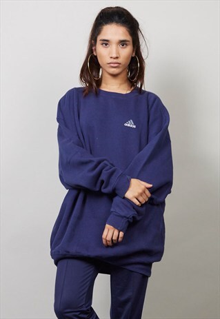 VINTAGE SUPER OVER SIZED NAVY BLUE ADIDAS SWEATER