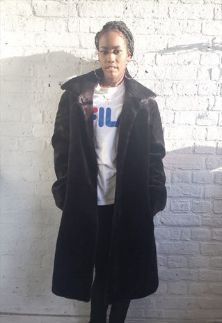 FAUX FUR COAT (1990'S/BLACK)