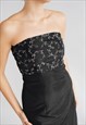 VINTAGE MINIMAL STRAPLESS MAXI DRESS WITH RUCHED CUP DETAIL