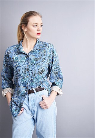 90'S HIPPIE ABSTRACT PRINT PSYCHEDELIC OVERSIZED SHIRT TOP