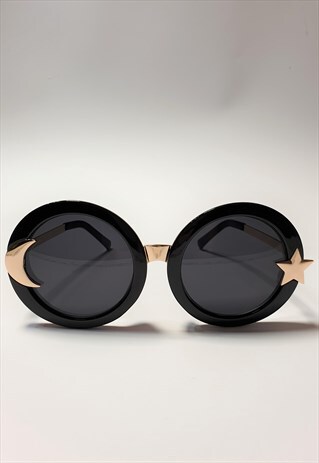 OVAL OVERSIZE SUNGLASSES IN BLACK