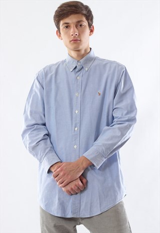 VINTAGE POLO RALPH LAUREN 90S BLUE LONG SLEEVE