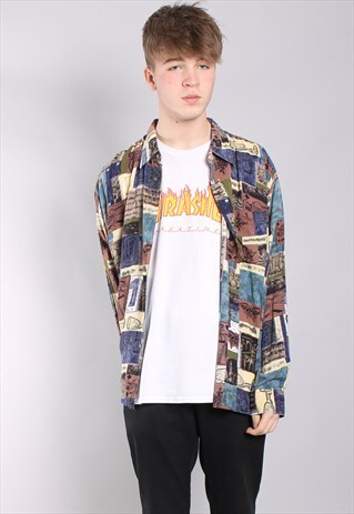 VINTAGE ABSTRACT CRAZY PATTERN SHIRT