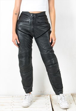 Vintage LOUIS Women's M Genuine Leather Trousers Pants Biker