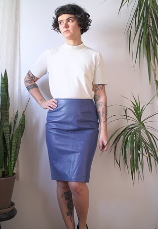 ITALIAN LEATHER BABY BLUE SKIRT
