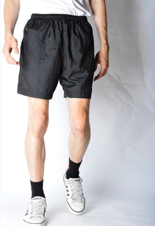 VINTAGE 90S BLACK SHELL SPORTS SHORTS