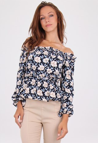 OFF SHOULDER BALLOON SLEEVES BLOUSE
