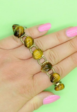 70S SEMI-PRECIOUS STONE BRACELET, BOHEMIAN VINTAGE JEWELLERY