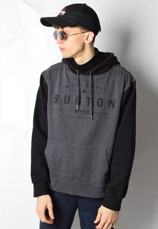 GREY BLACK COLOUR BLOCK BURTON SNOWBOARD HOODIE