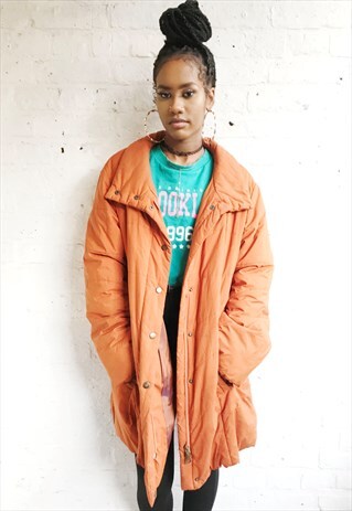LONGLINE PUFFER COAT IN FIRE ORANGE (1990'S/LADIES)