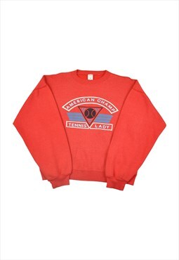 Vintage American Champ Tennis Lady Sweatshirt Red Ladies L