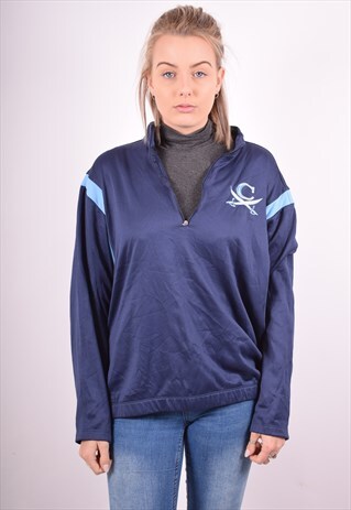 NIKE WOMENS VINTAGE TRACKSUIT TOP XL NAVY BLUE 90S