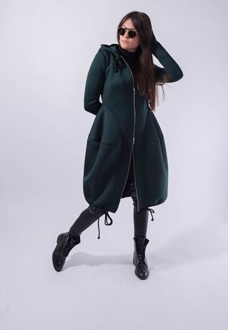 HOODED NEOPRENE COAT WINTER CAPE COAT LONG SLEEVE F1824