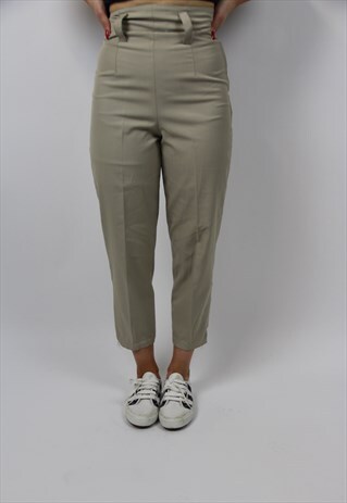VINTAGE HIGH WAIST TAILORED CREAM PANTS