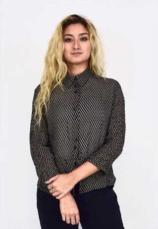 VINTAGE 90'S BLACK PATTERNED BLOUSE