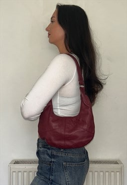 Vintage Burgundy Leather Mini Slouchy Shoulder Bag