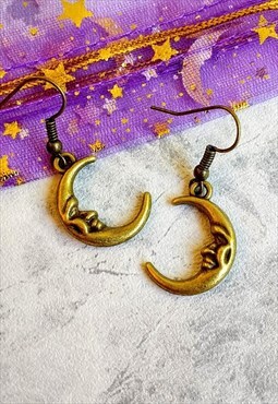 Celestial Moon Earrings Bronze