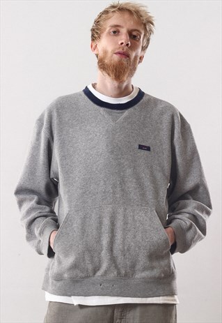 VINTAGE MENS TOMMY HILFIGER LOGO FLEECE SWEATSHIRT CREW NECK