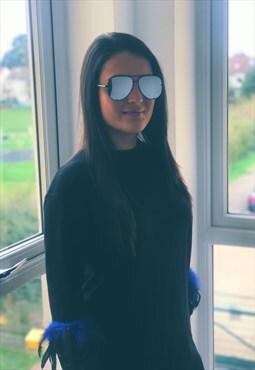 Rachael Aviator Sunglasses Black Silver